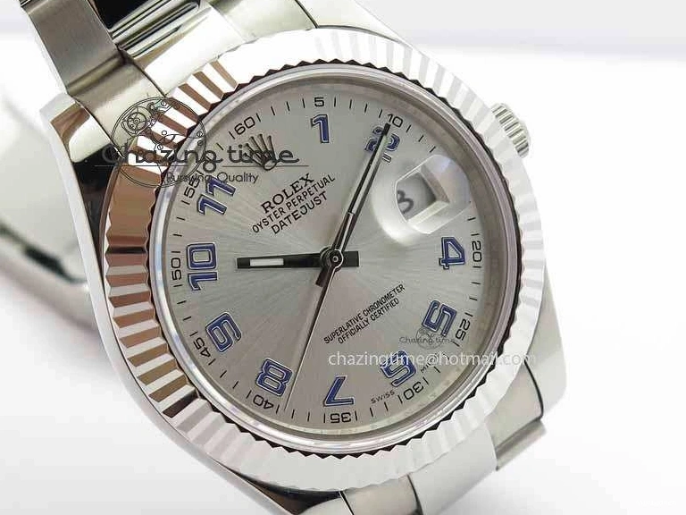 41mm Blue Maker SS Dial SA3136 Bracelet Arabic Silver SS Best On BP 116334 Edition II DateJust 0223